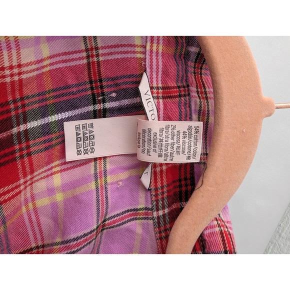 Victoria Secret Pink‎ Plaid Sleepwear Nightshirt Long Sleeve Flannel M Medium - Picture 5 of 6